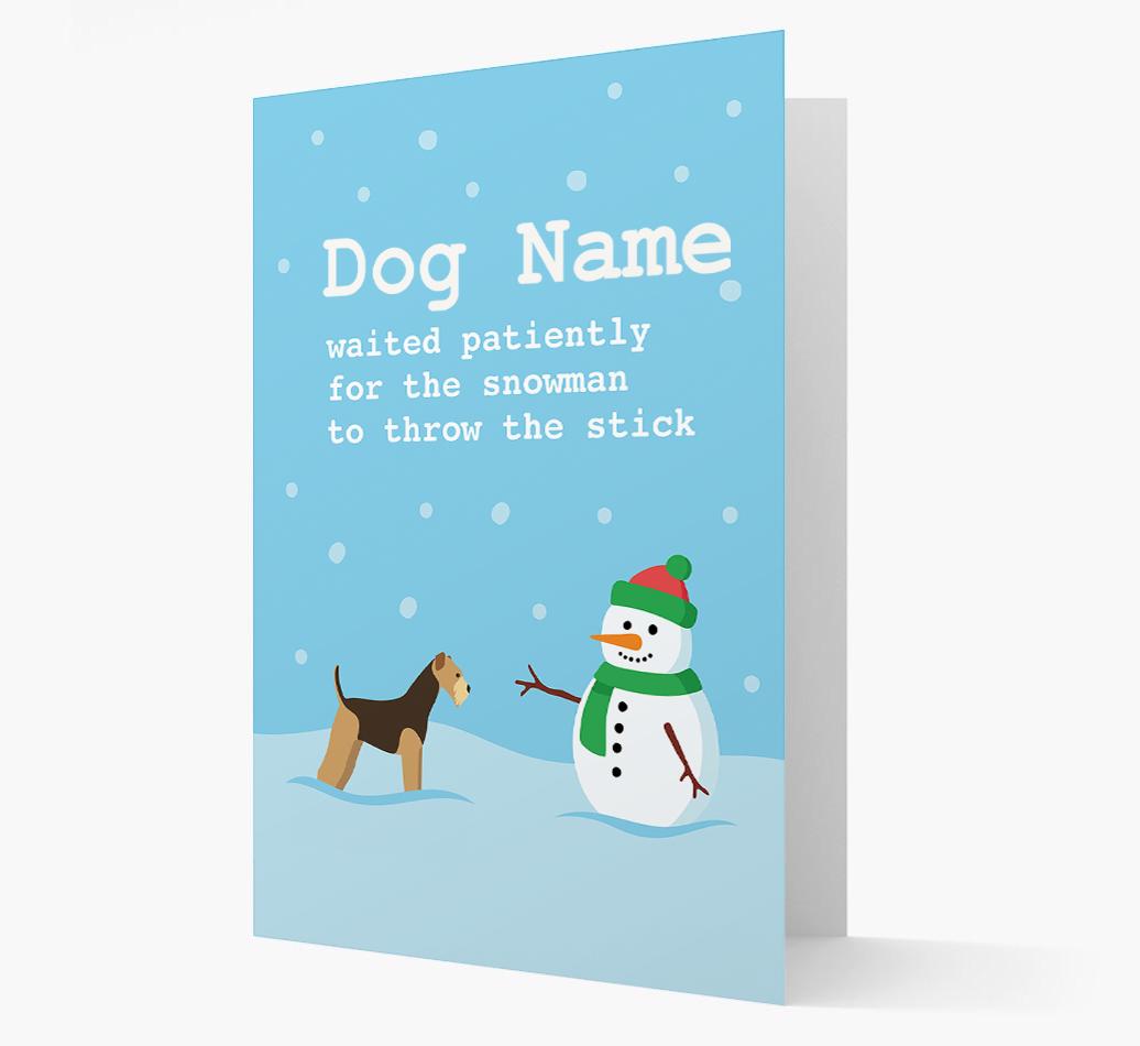 '{dogsName} and Snowman' - Personalized {breedFullName} Christmas Card