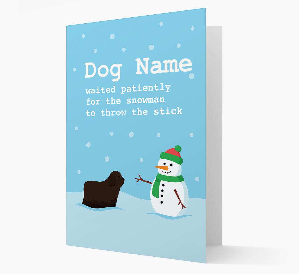 '{dogsName} and Snowman' - Personalized {breedFullName} Christmas Card