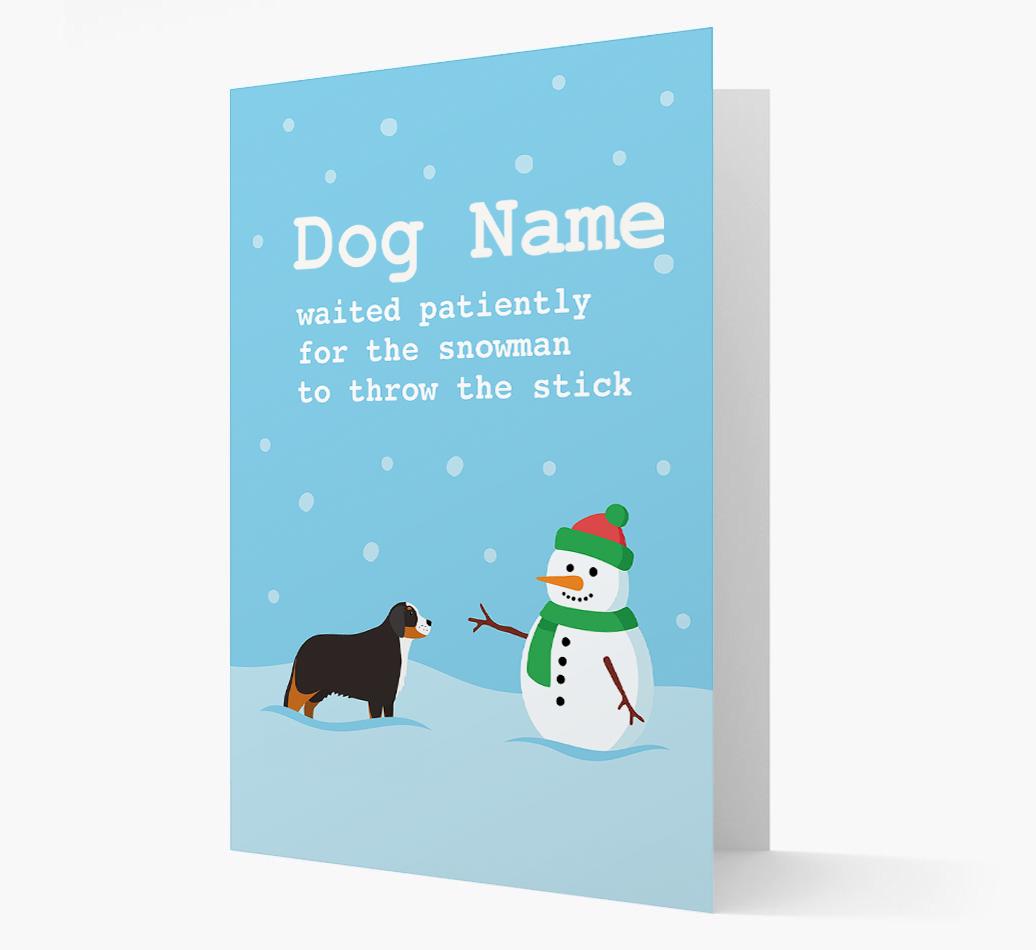 '{dogsName} and Snowman' - Personalized {breedFullName} Christmas Card