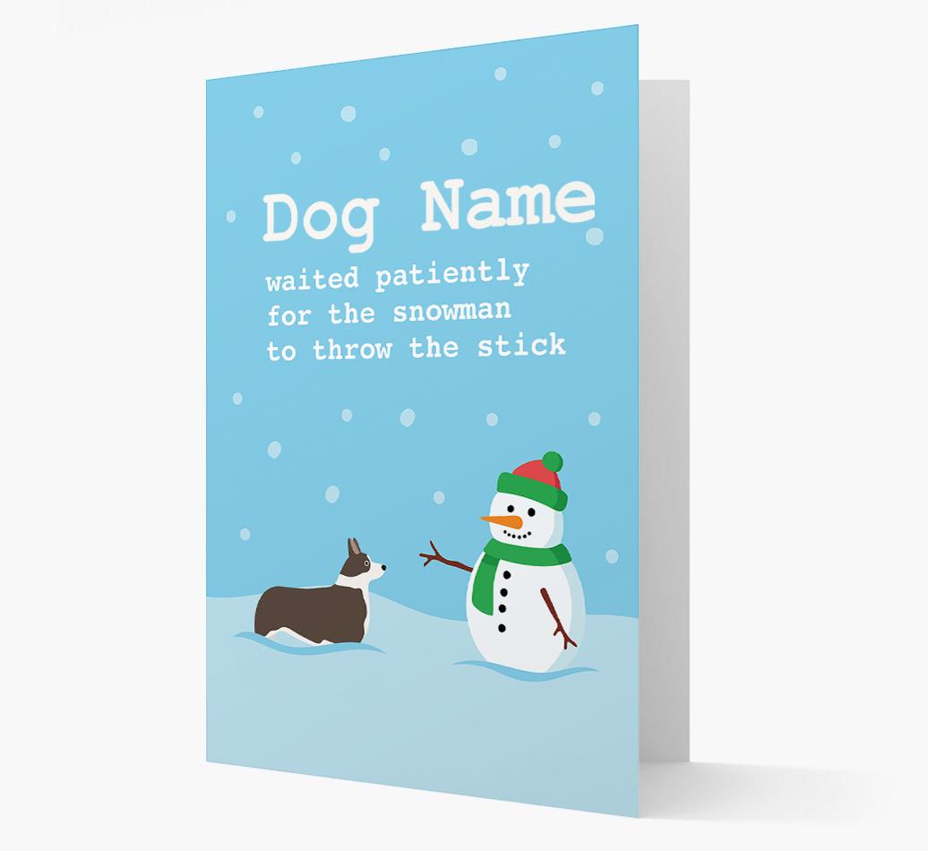 '{dogsName} and Snowman' - Personalized {breedFullName} Christmas Card