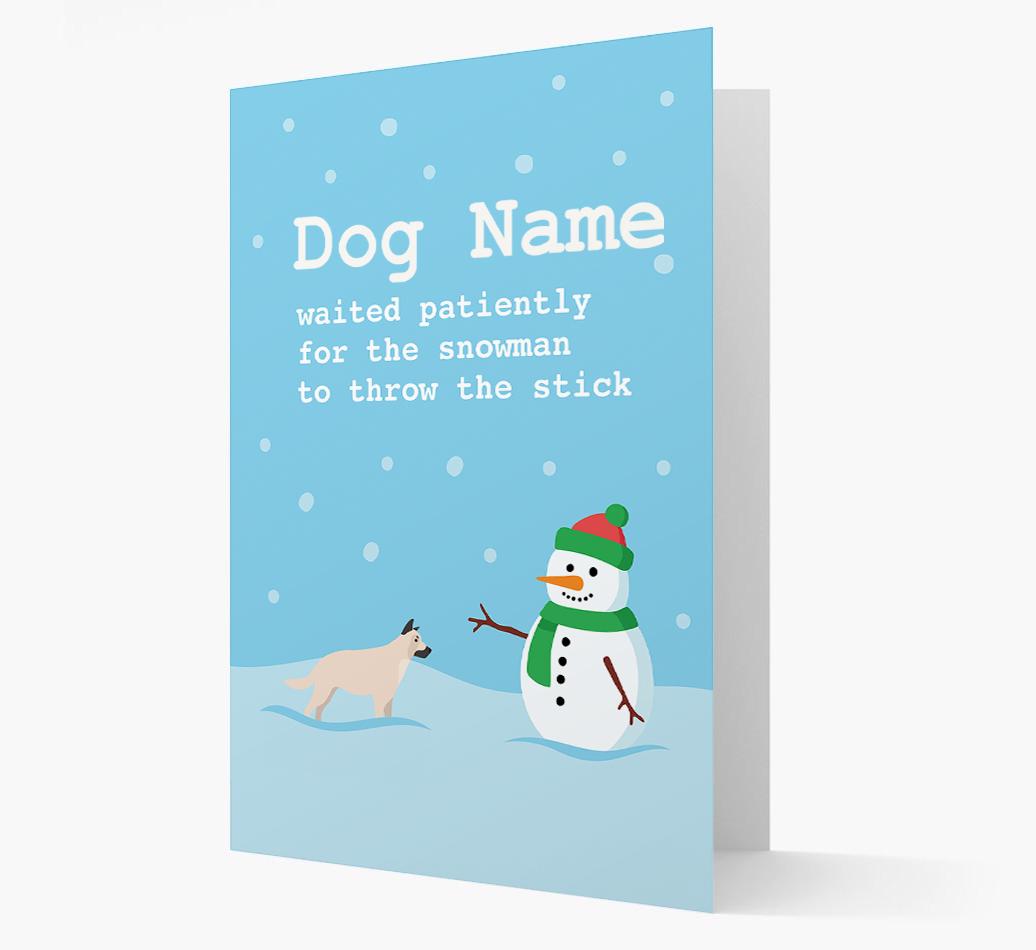 '{dogsName} and Snowman' - Personalized {breedFullName} Christmas Card
