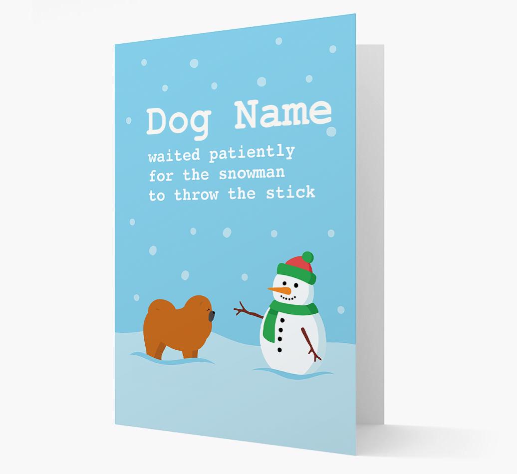 '{dogsName} and Snowman' - Personalized {breedFullName} Christmas Card