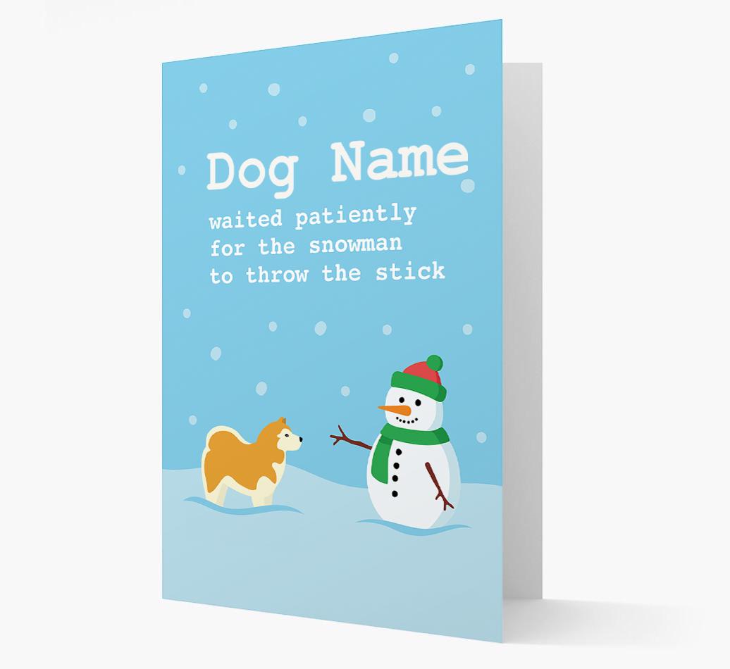 '{dogsName} and Snowman' - Personalized {breedFullName} Christmas Card