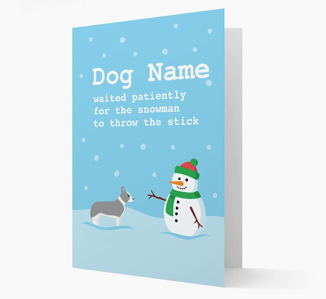'{dogsName} and Snowman' - Personalized {breedFullName} Christmas Card