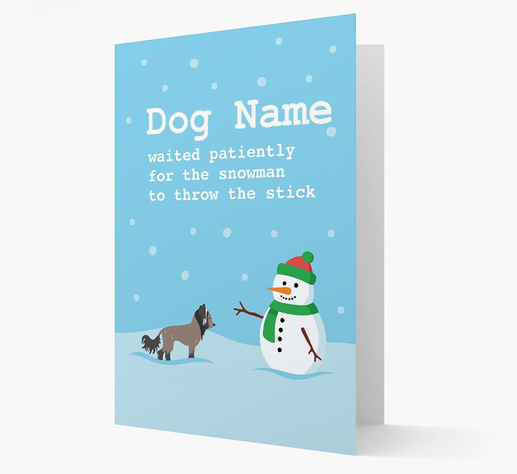 '{dogsName} and Snowman' - Personalized {breedFullName} Christmas Card