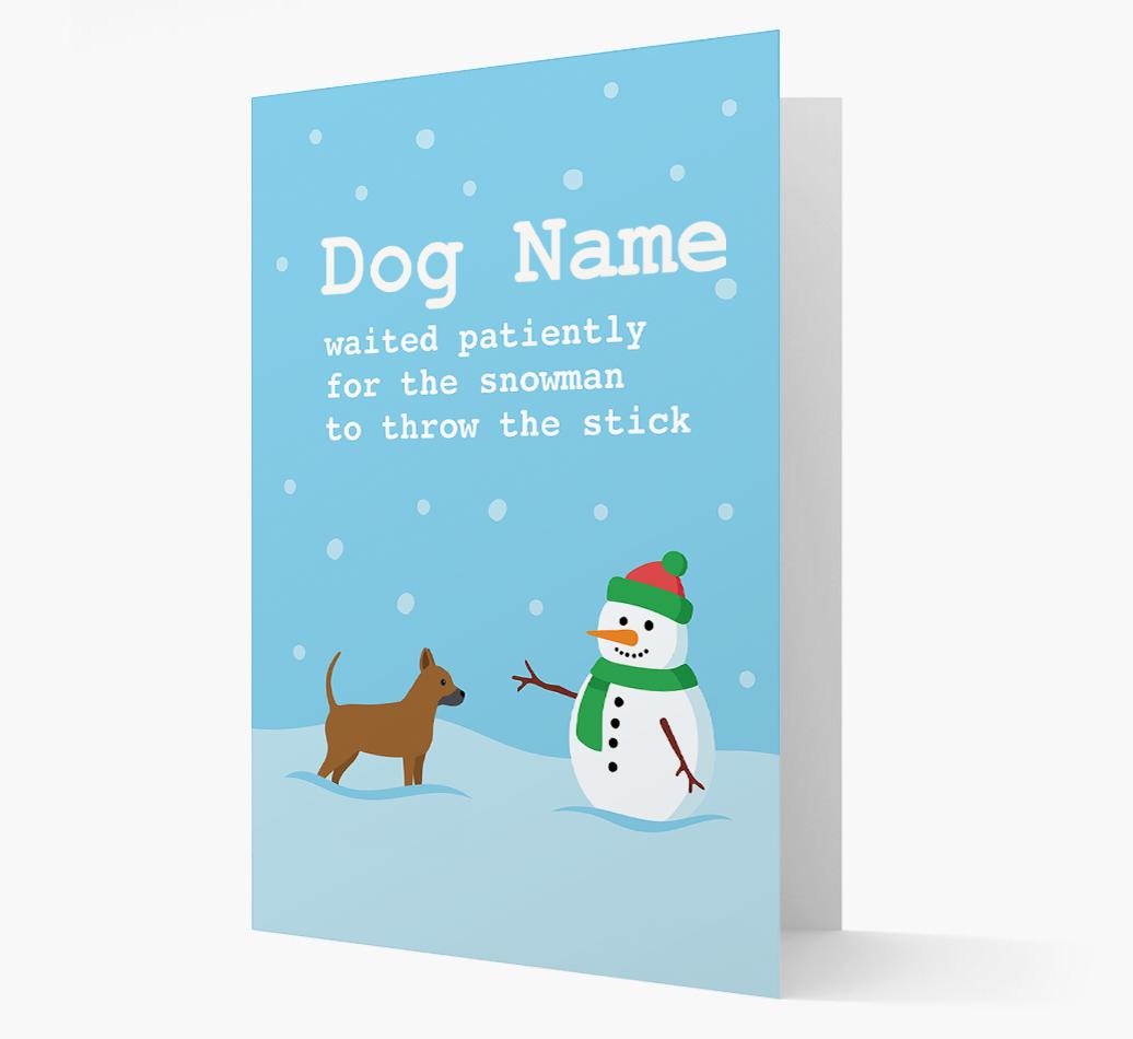 '{dogsName} and Snowman' - Personalized {breedFullName} Christmas Card