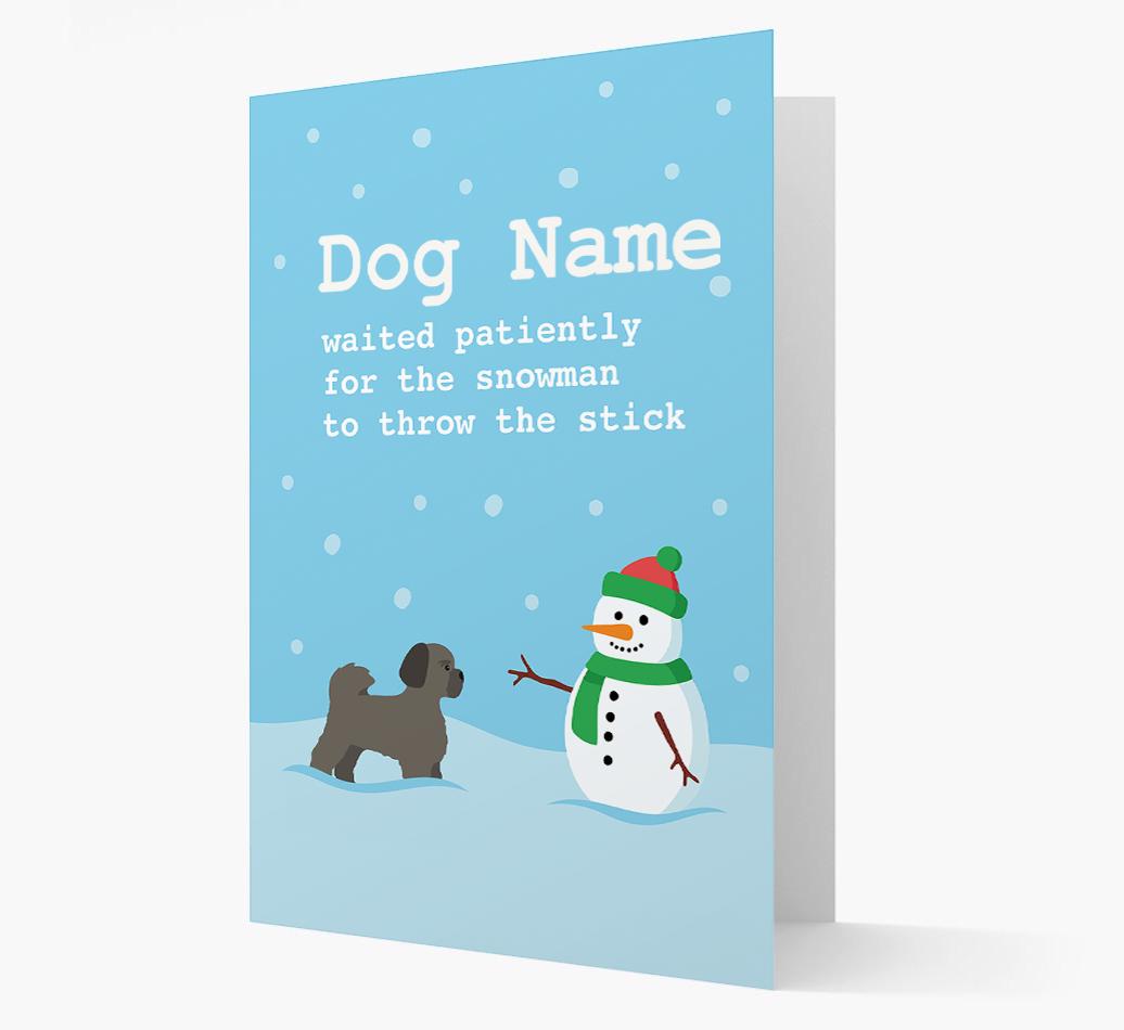 '{dogsName} and Snowman' - Personalized {breedFullName} Christmas Card