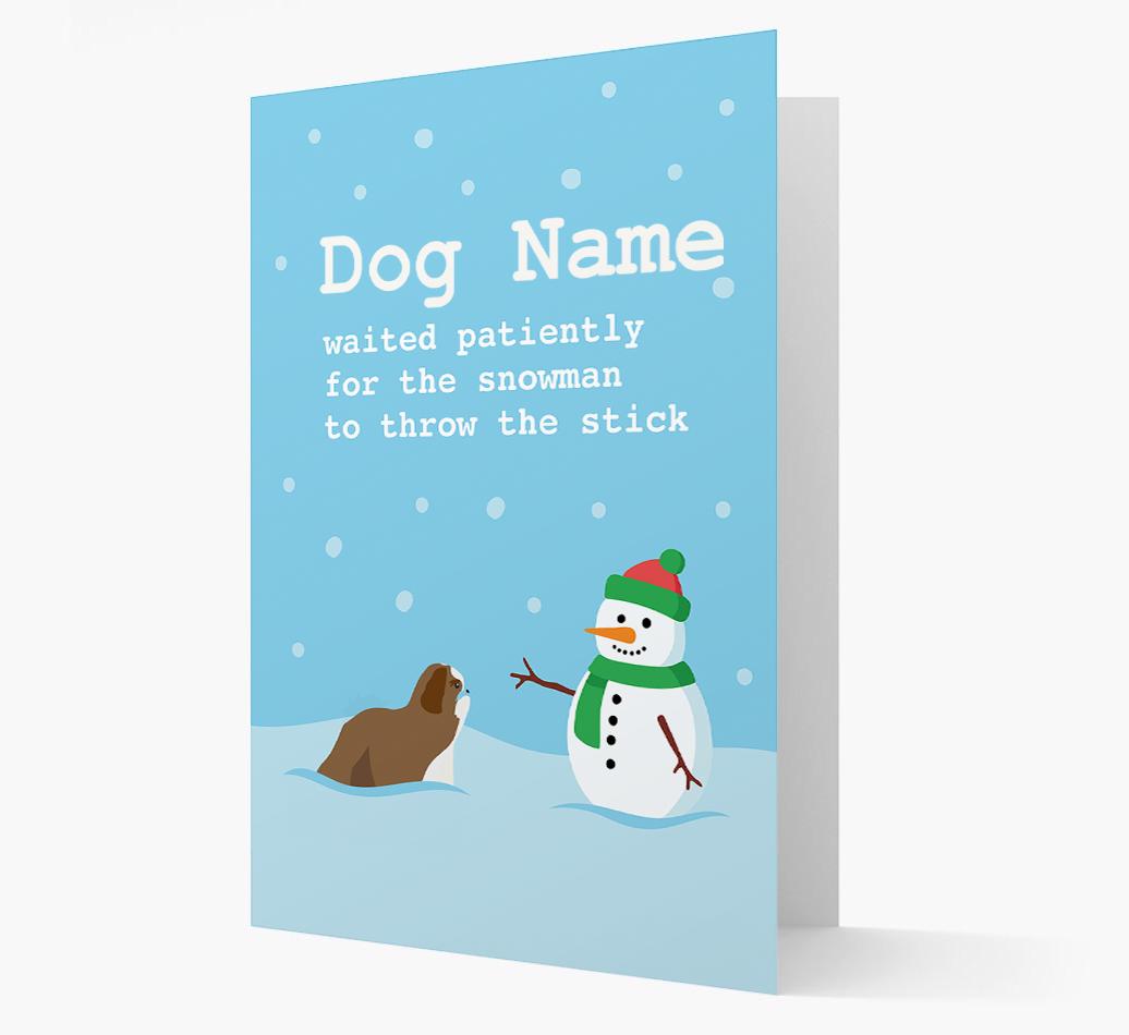 '{dogsName} and Snowman' - Personalized {breedFullName} Christmas Card