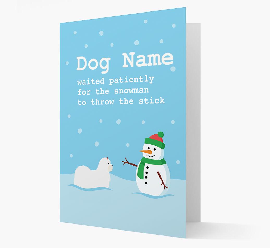 '{dogsName} and Snowman' - Personalized {breedFullName} Christmas Card