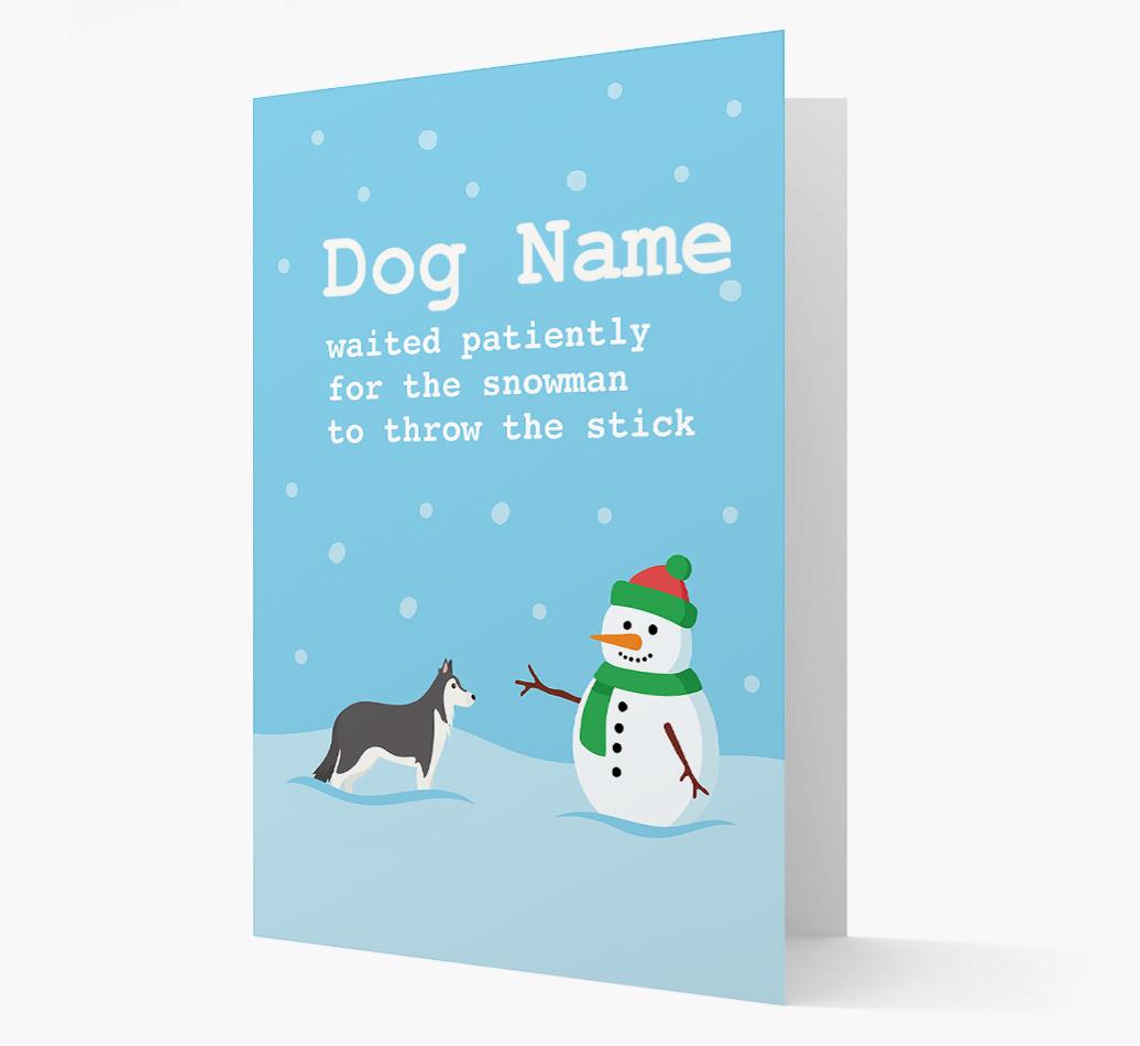 '{dogsName} and Snowman' - Personalized {breedFullName} Christmas Card