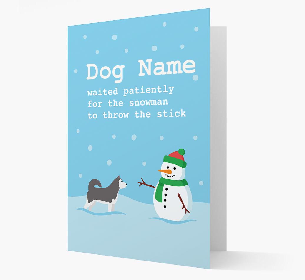 '{dogsName} and Snowman' - Personalized {breedFullName} Christmas Card