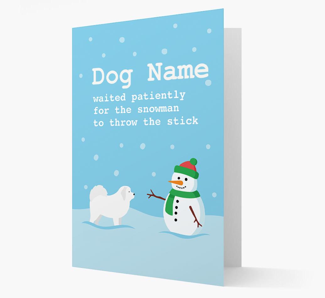 '{dogsName} and Snowman' - Personalized {breedFullName} Christmas Card