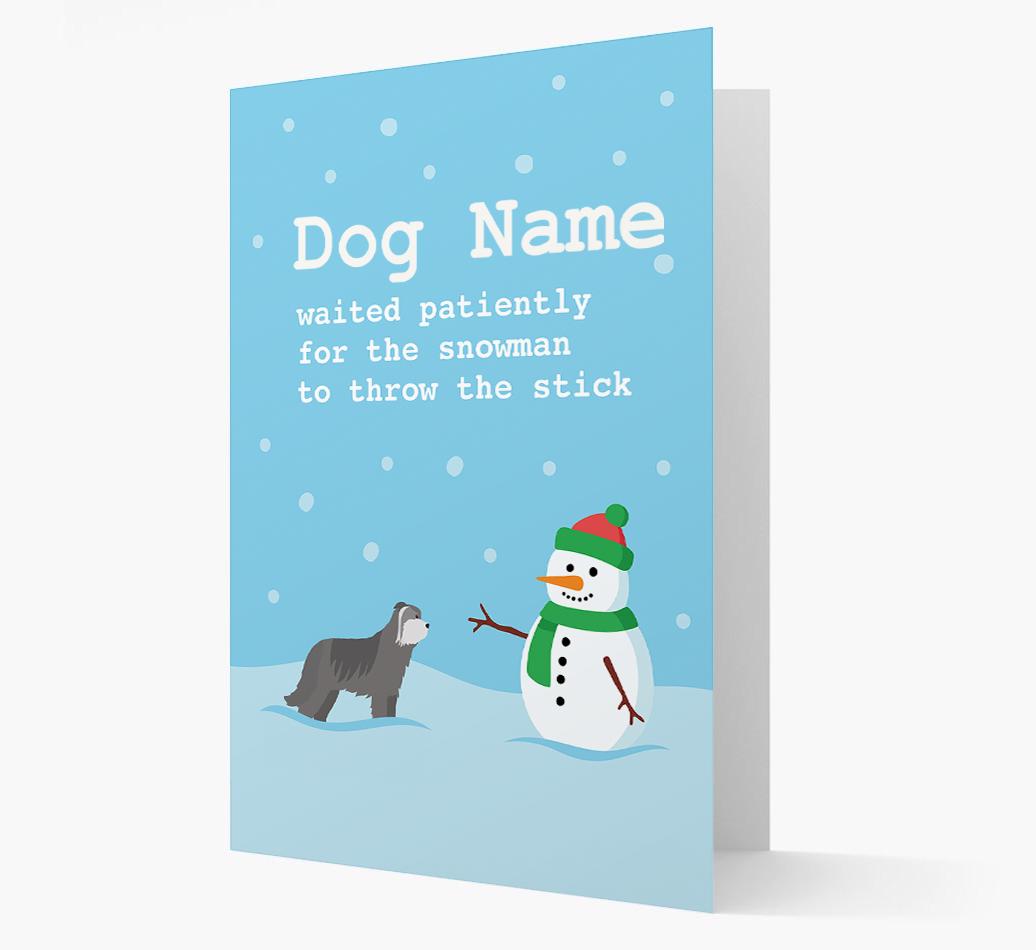 '{dogsName} and Snowman' - Personalized {breedFullName} Christmas Card