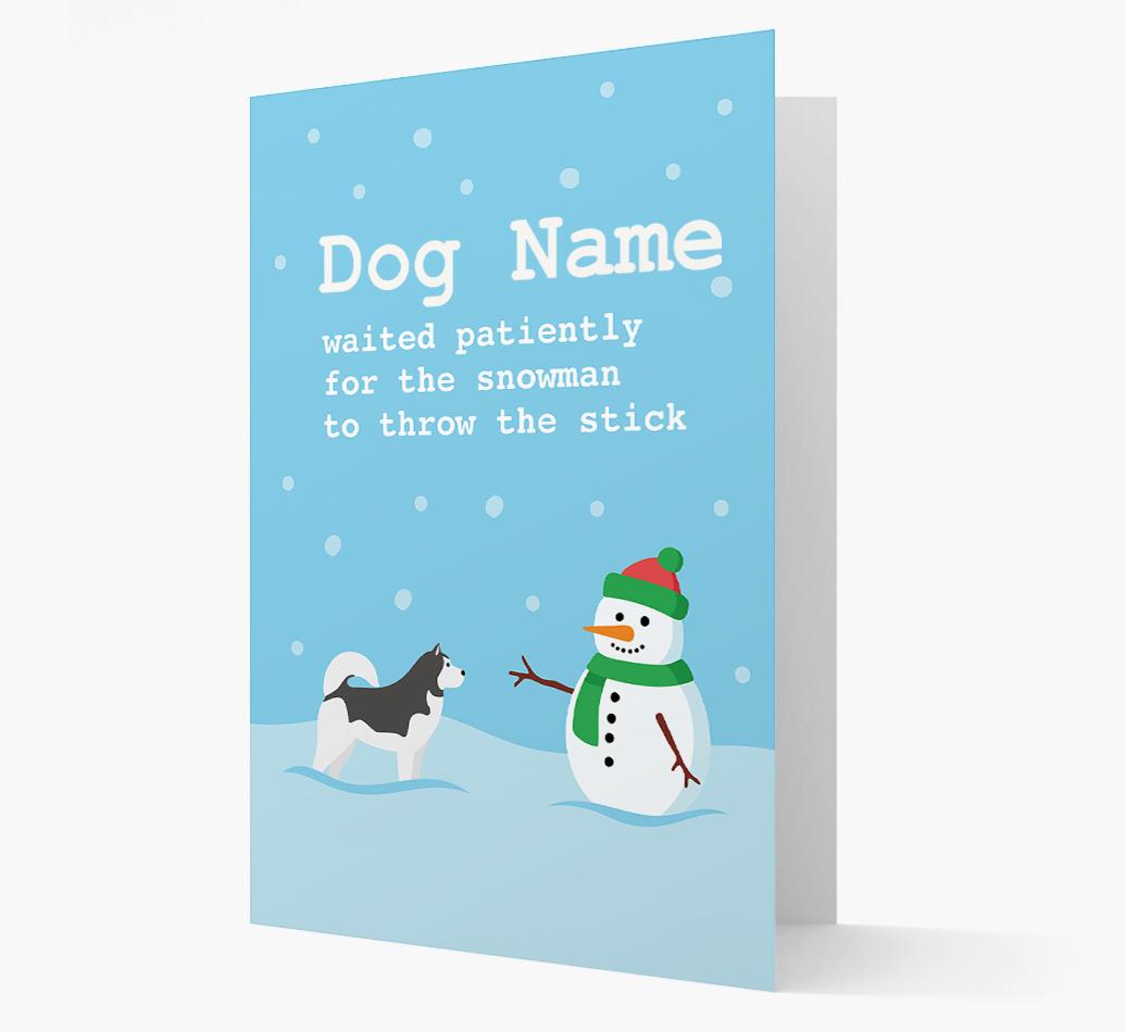 '{dogsName} and Snowman' - Personalized {breedFullName} Christmas Card