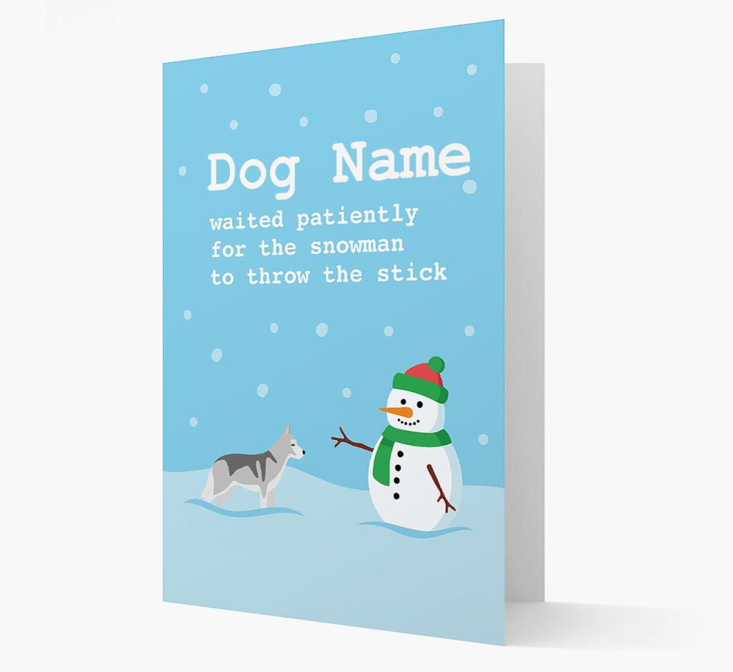 '{dogsName} and Snowman' - Personalized {breedFullName} Christmas Card