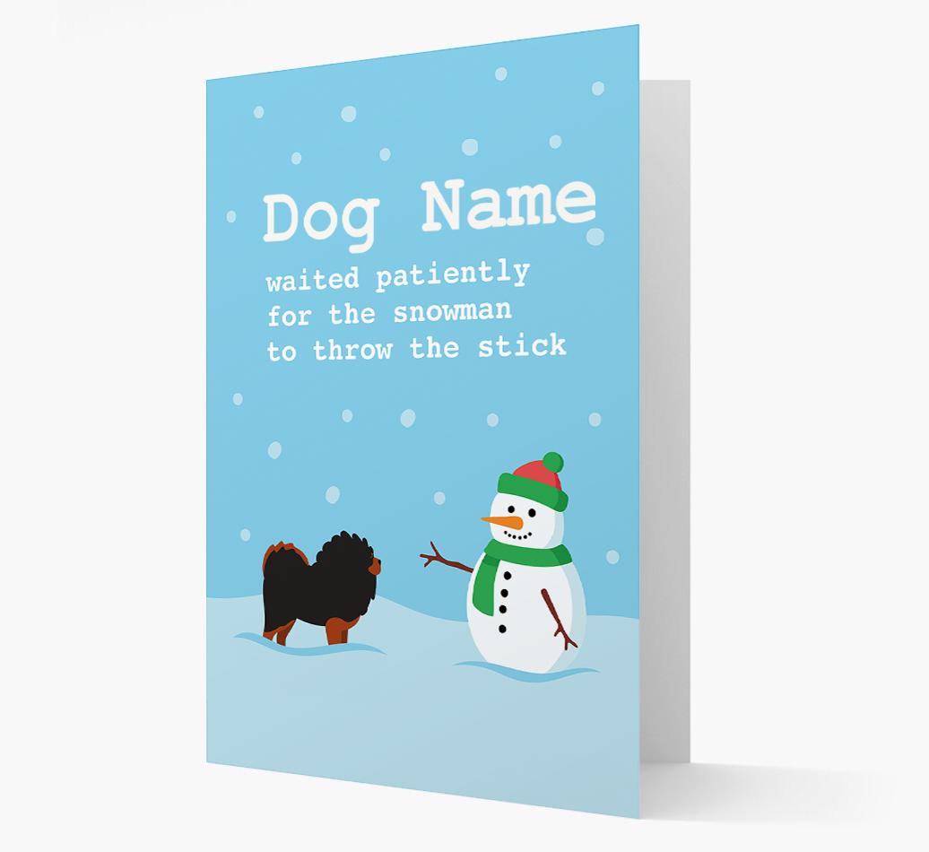 '{dogsName} and Snowman' - Personalized {breedFullName} Christmas Card