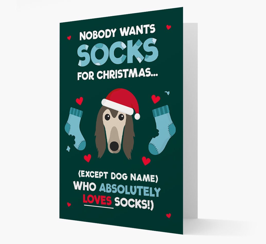 'Nobody Wants Socks for Christmas' - Personalized {breedFullName} Christmas Card