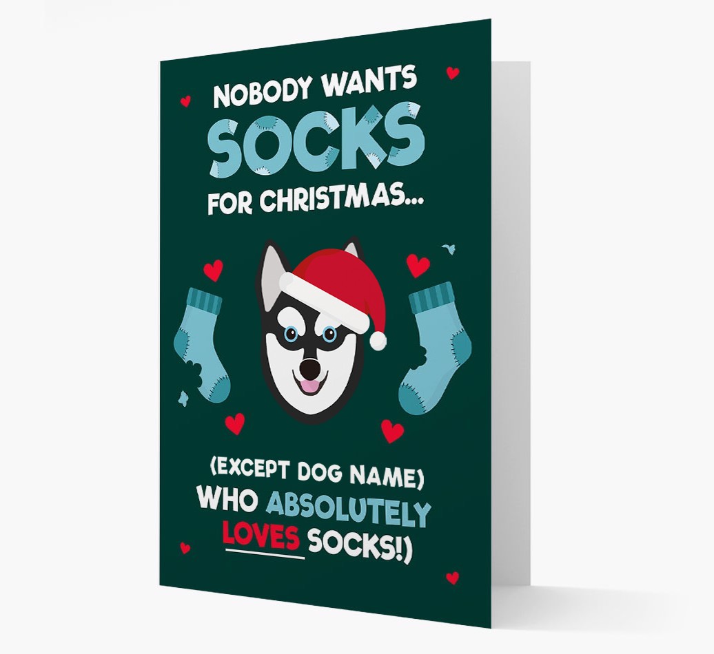 'Nobody Wants Socks for Christmas' - Personalized {breedFullName} Christmas Card