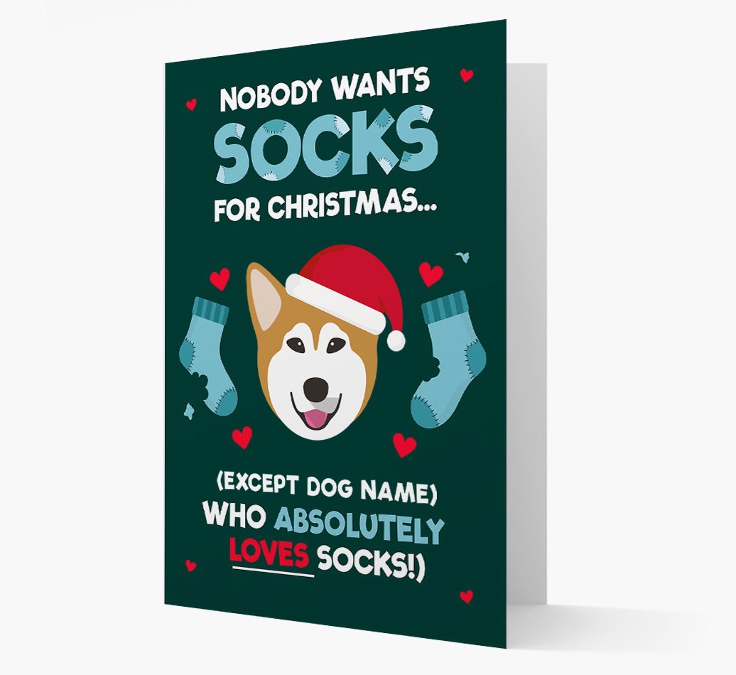'Nobody Wants Socks for Christmas' - Personalized {breedFullName} Christmas Card