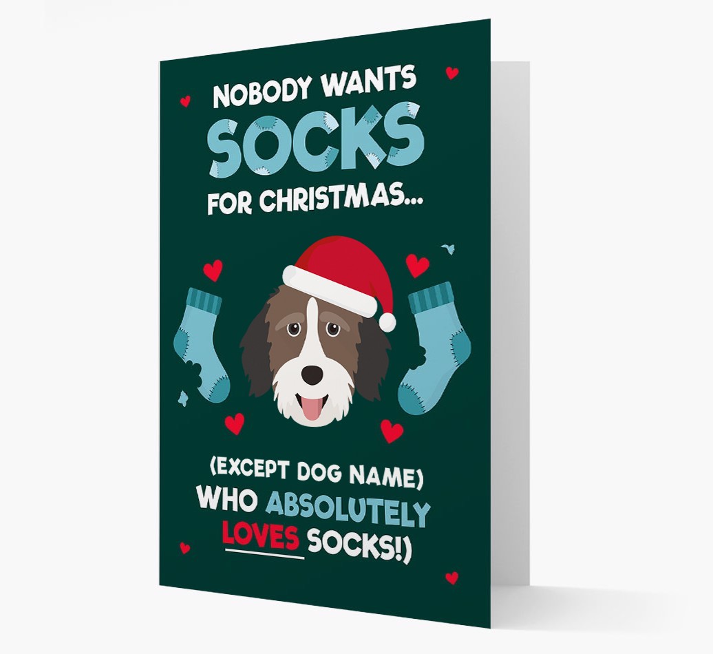 'Nobody Wants Socks for Christmas' - Personalized {breedFullName} Christmas Card