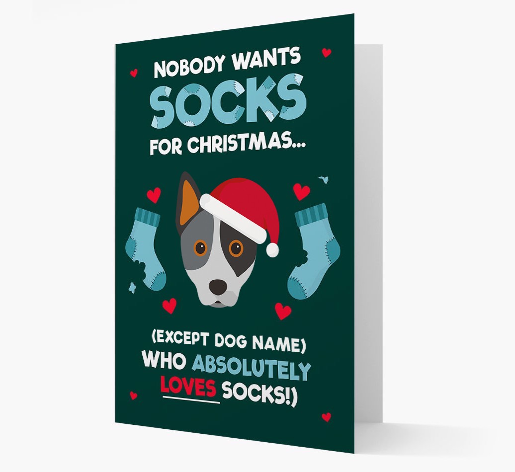 'Nobody Wants Socks for Christmas' - Personalized {breedFullName} Christmas Card