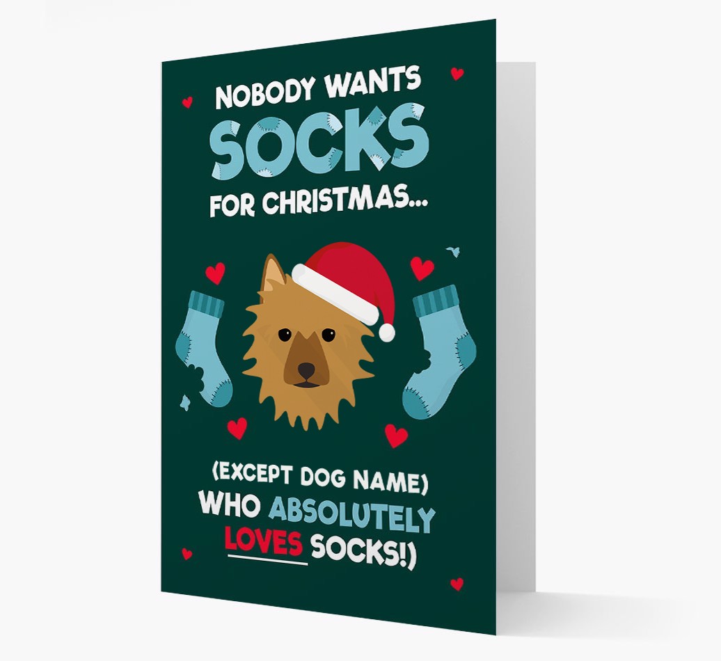 'Nobody Wants Socks for Christmas' - Personalized {breedFullName} Christmas Card