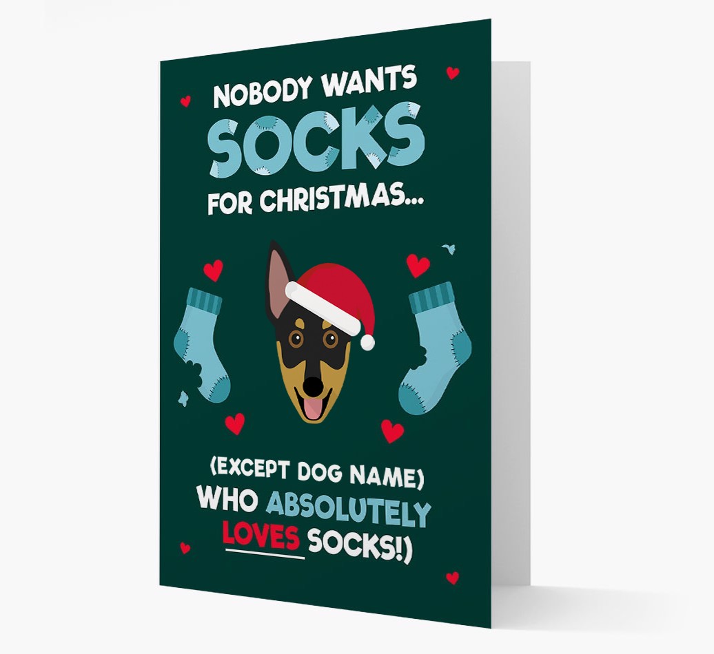 'Nobody Wants Socks for Christmas' - Personalized {breedFullName} Christmas Card