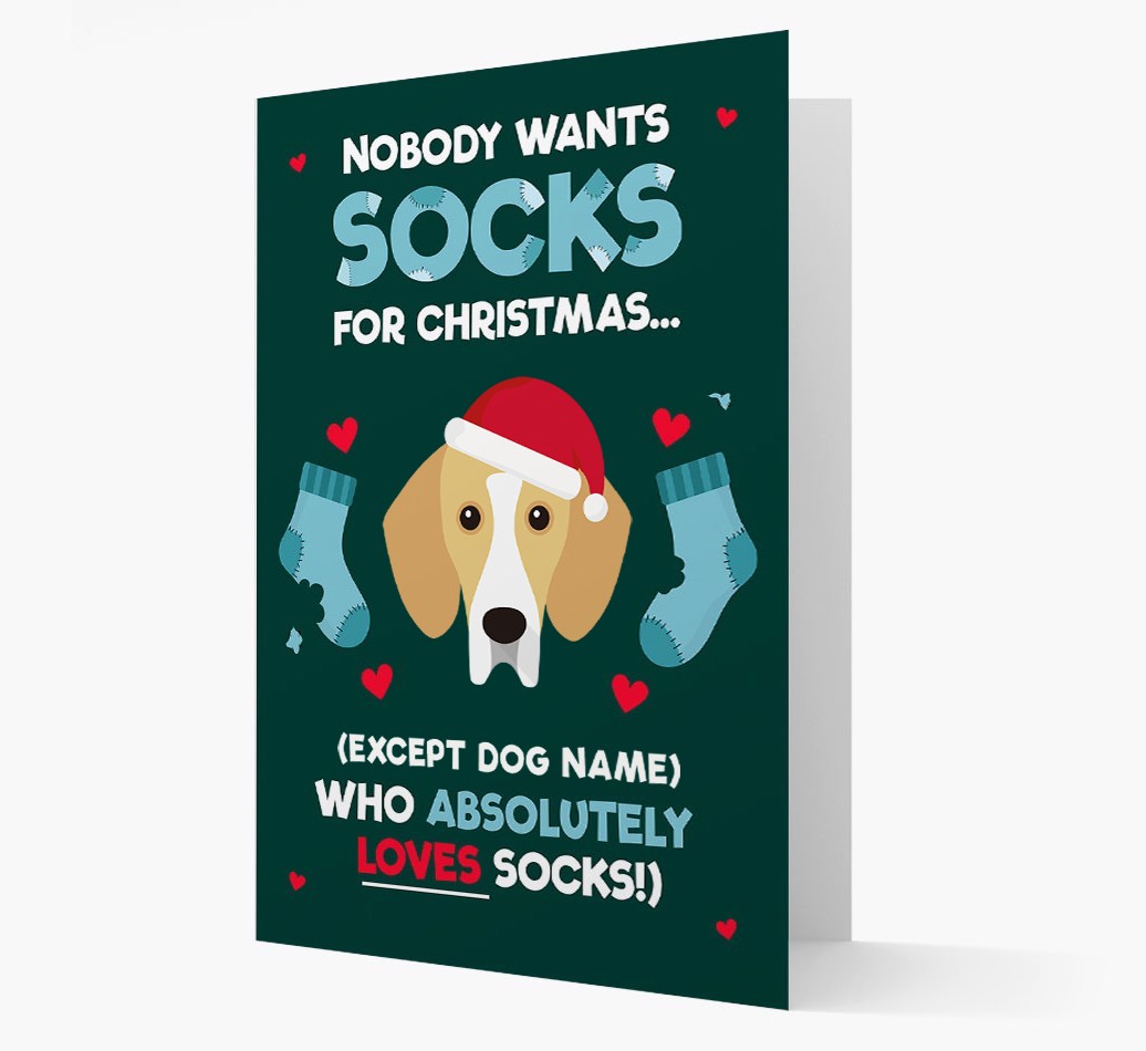 'Nobody Wants Socks for Christmas' - Personalized {breedFullName} Christmas Card