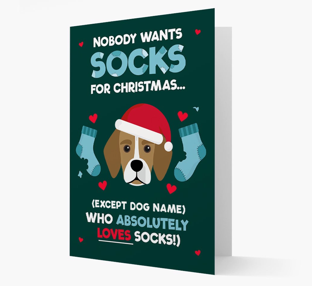 'Nobody Wants Socks for Christmas' - Personalized {breedFullName} Christmas Card