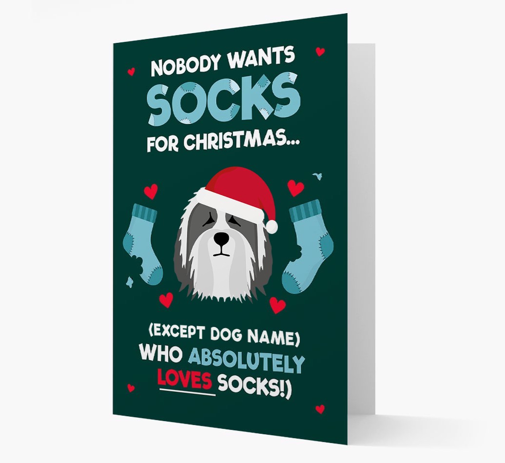 'Nobody Wants Socks for Christmas' - Personalized {breedFullName} Christmas Card