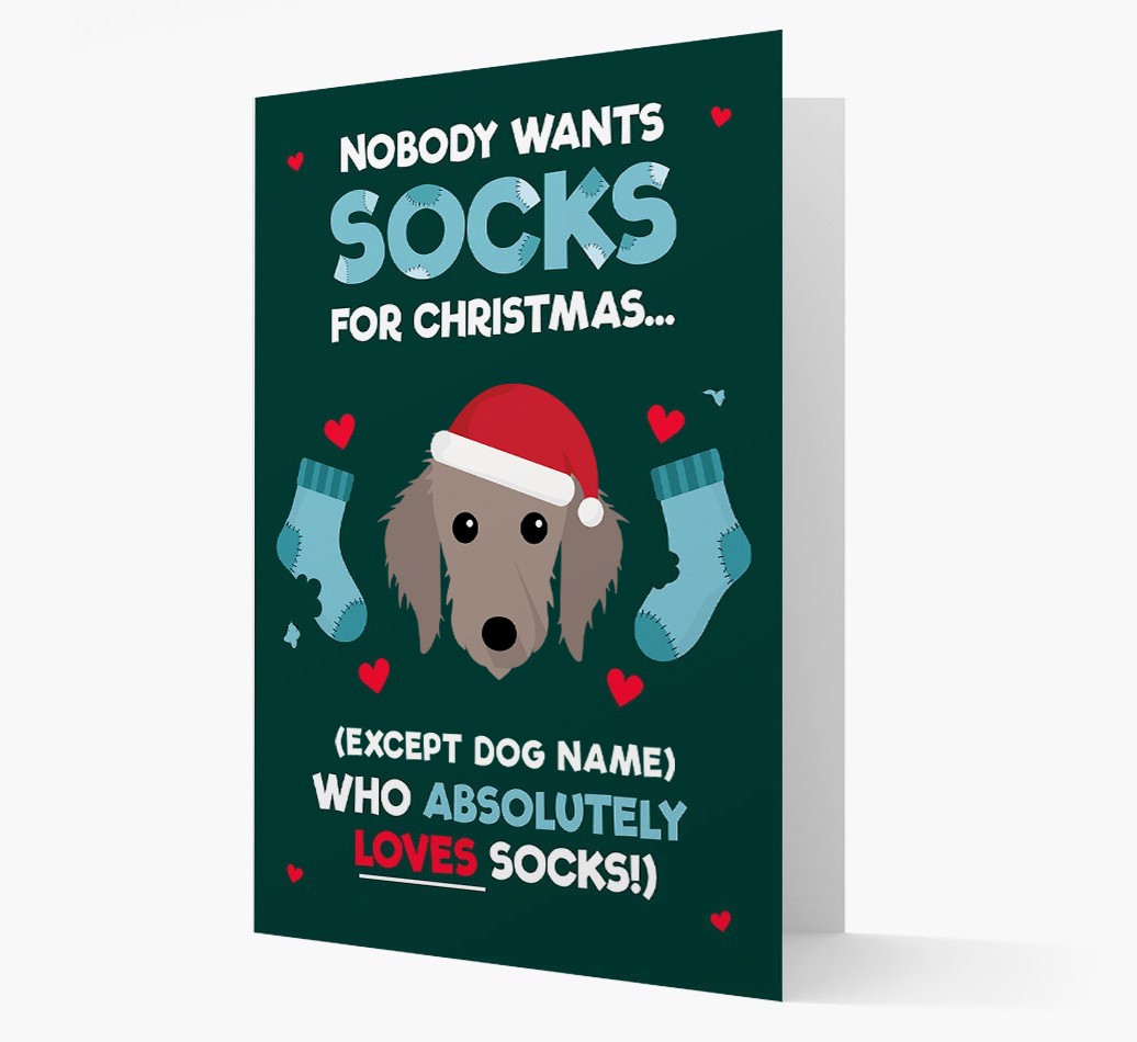 'Nobody Wants Socks for Christmas' - Personalized {breedFullName} Christmas Card