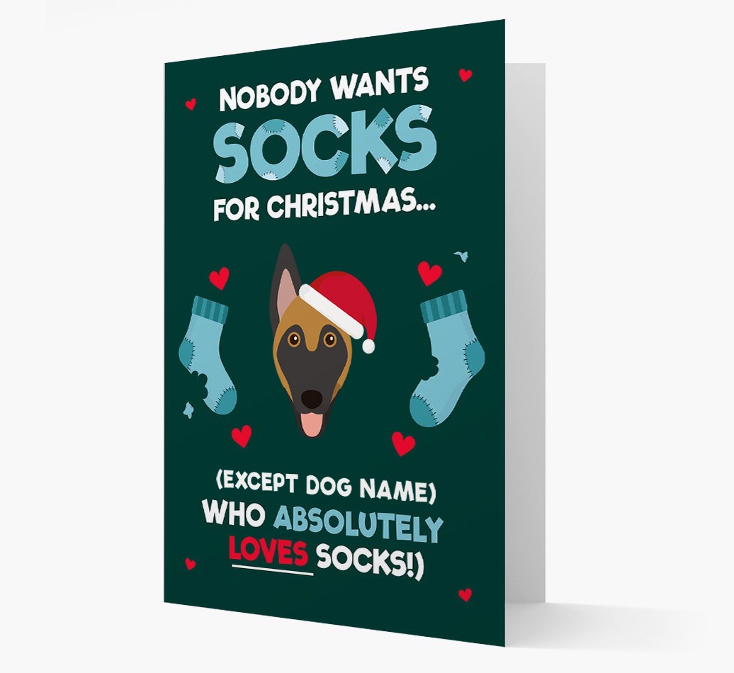'Nobody Wants Socks for Christmas' - Personalized {breedFullName} Christmas Card