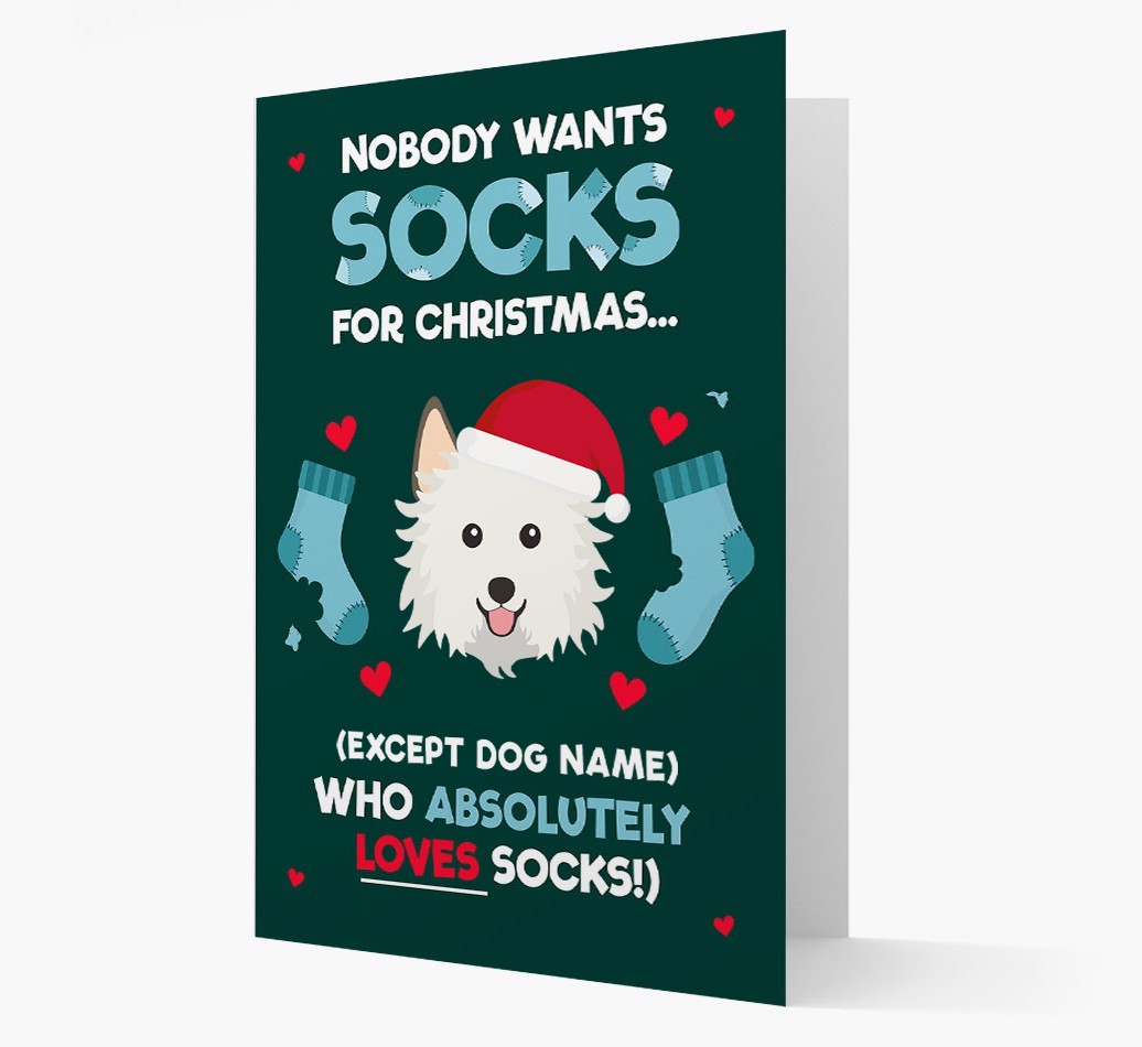 'Nobody Wants Socks for Christmas' - Personalized {breedFullName} Christmas Card