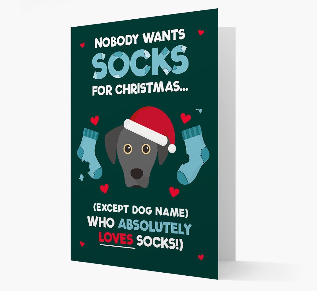 'Nobody Wants Socks for Christmas' - Personalized {breedFullName} Christmas Card
