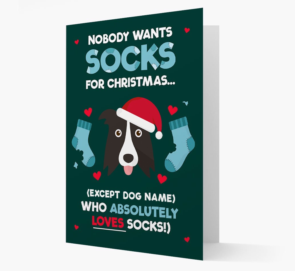 'Nobody Wants Socks for Christmas' - Personalized {breedFullName} Christmas Card