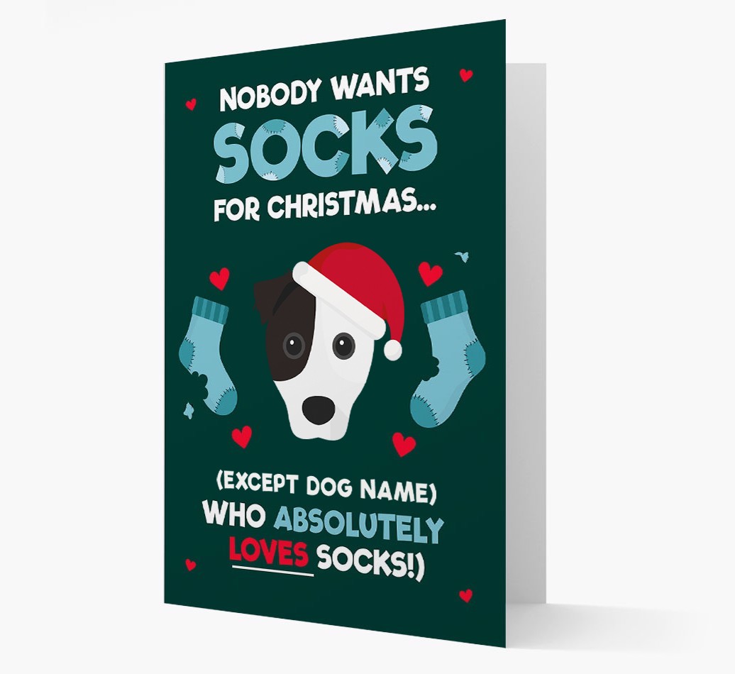'Nobody Wants Socks for Christmas' - Personalized {breedFullName} Christmas Card