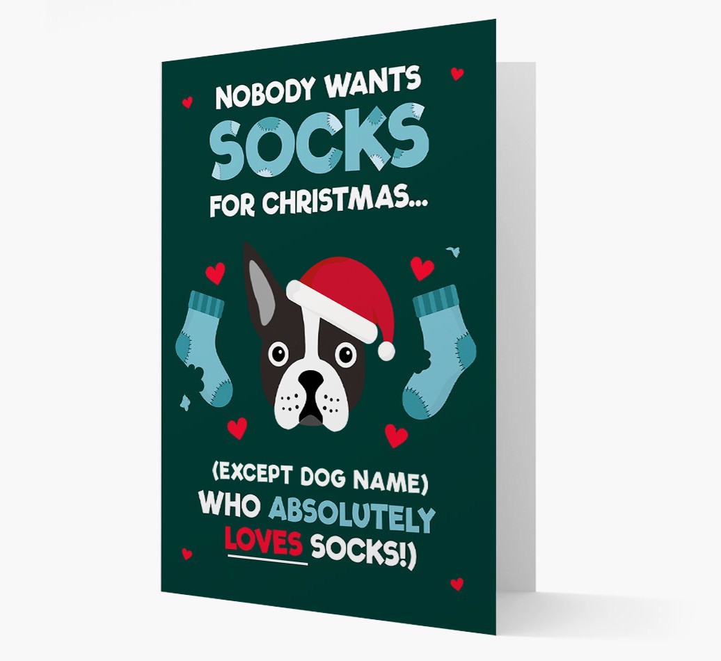 'Nobody Wants Socks for Christmas' - Personalized {breedFullName} Christmas Card