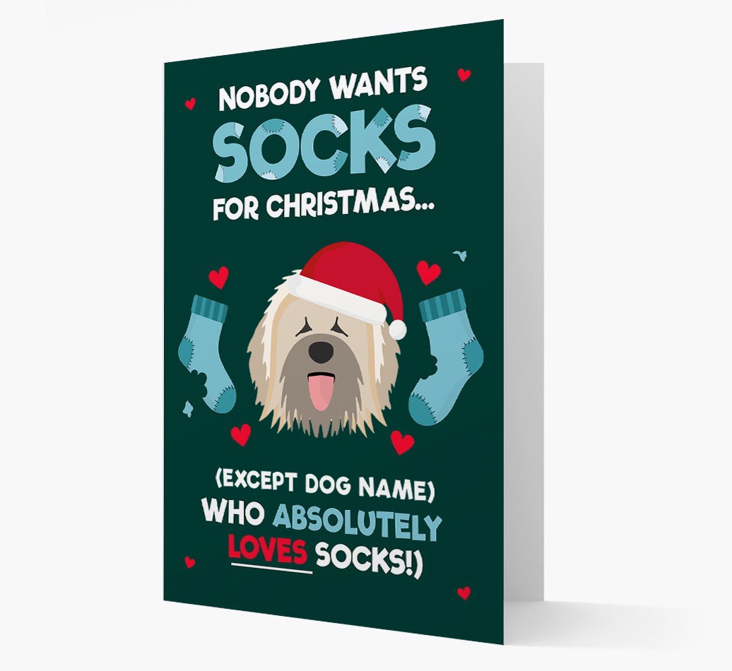 'Nobody Wants Socks for Christmas' - Personalized {breedFullName} Christmas Card