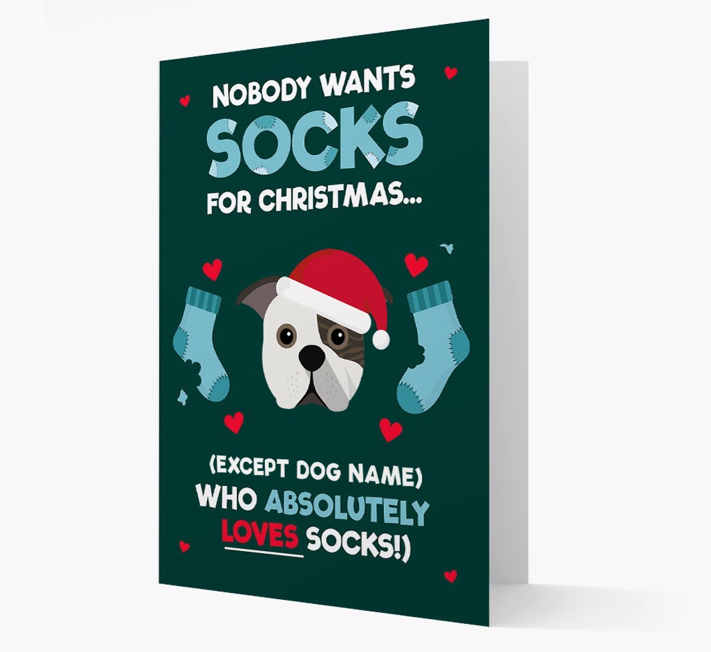 'Nobody Wants Socks for Christmas' - Personalized {breedFullName} Christmas Card