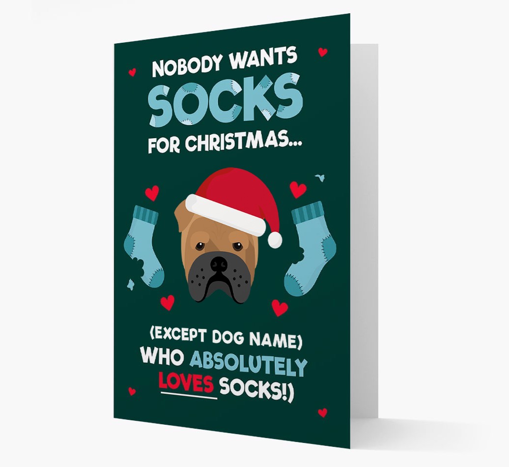 'Nobody Wants Socks for Christmas' - Personalized {breedFullName} Christmas Card