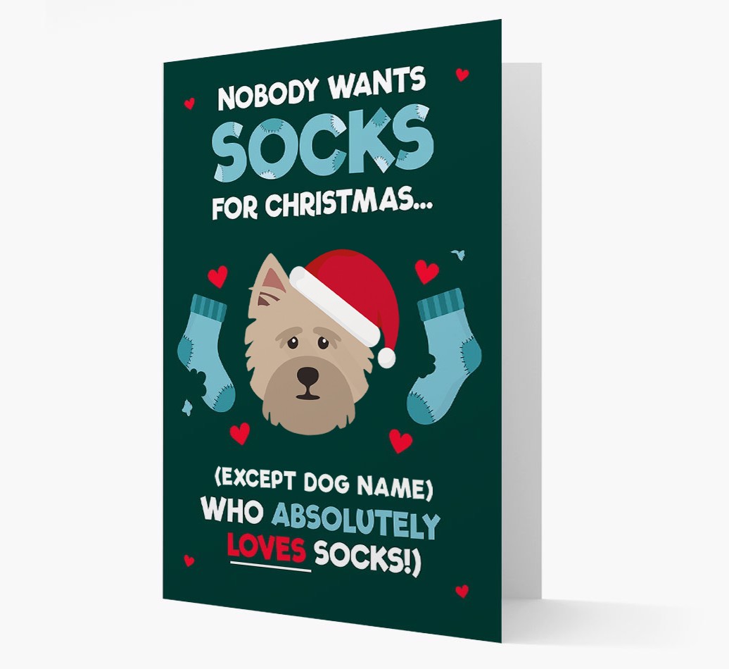 'Nobody Wants Socks for Christmas' - Personalized {breedFullName} Christmas Card