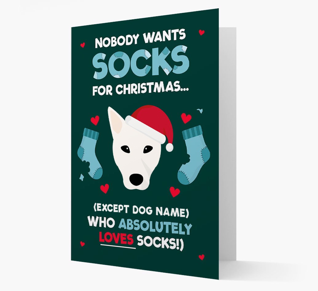 'Nobody Wants Socks for Christmas' - Personalized {breedFullName} Christmas Card