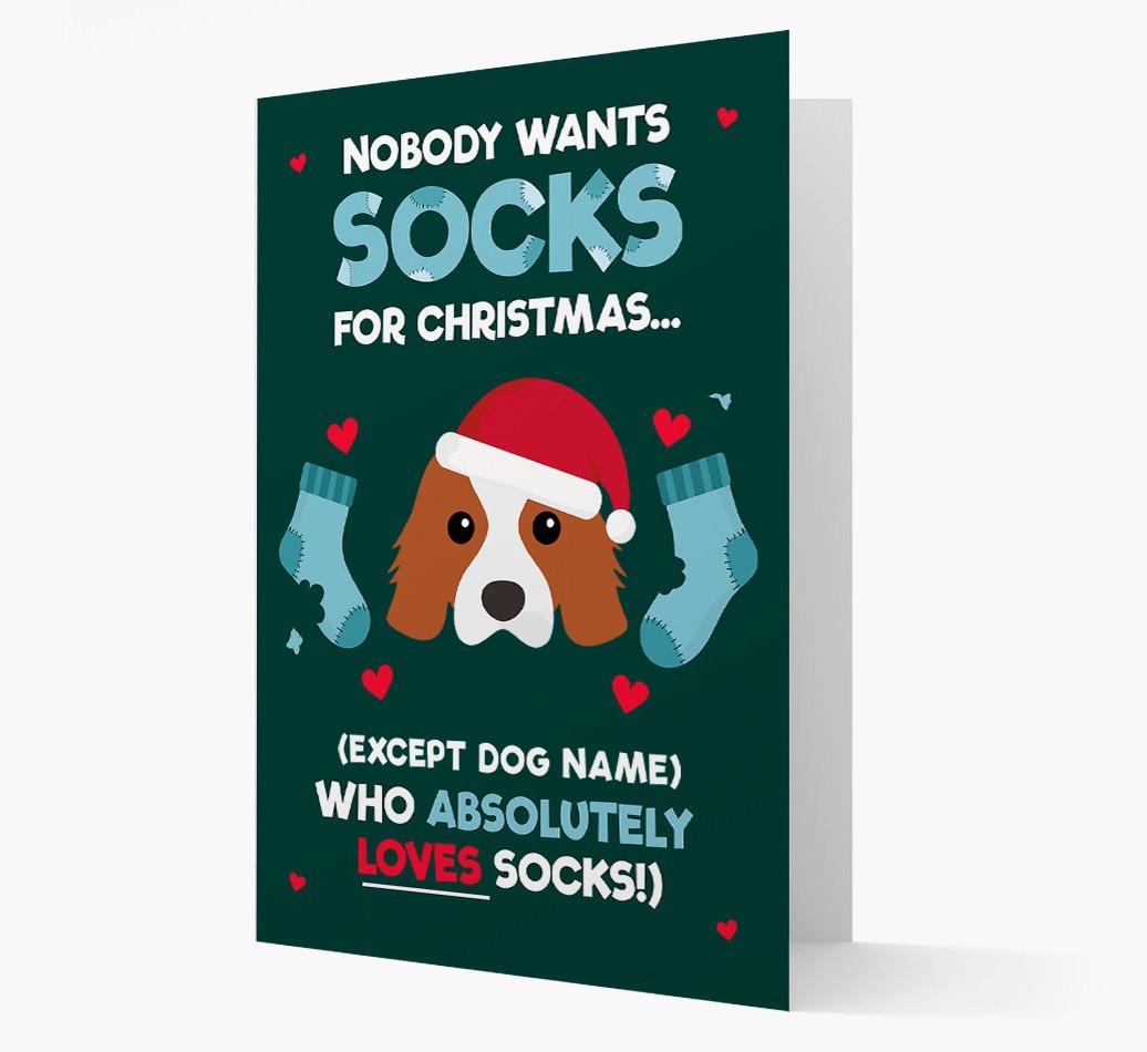 'Nobody Wants Socks for Christmas' - Personalized {breedFullName} Christmas Card