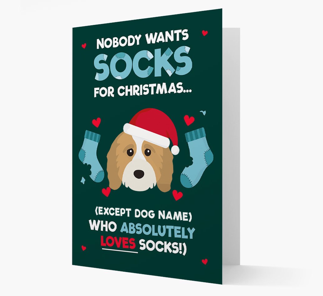 'Nobody Wants Socks for Christmas' - Personalized {breedFullName} Christmas Card