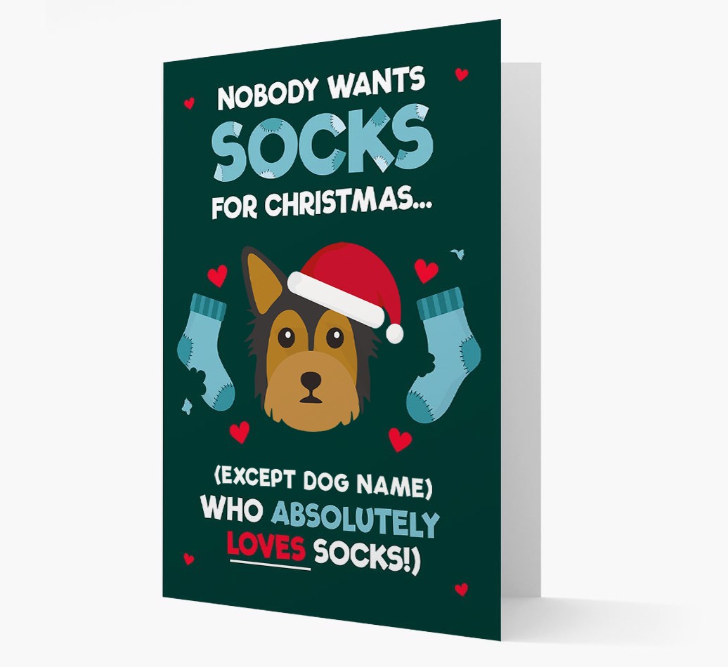 'Nobody Wants Socks for Christmas' - Personalized {breedFullName} Christmas Card