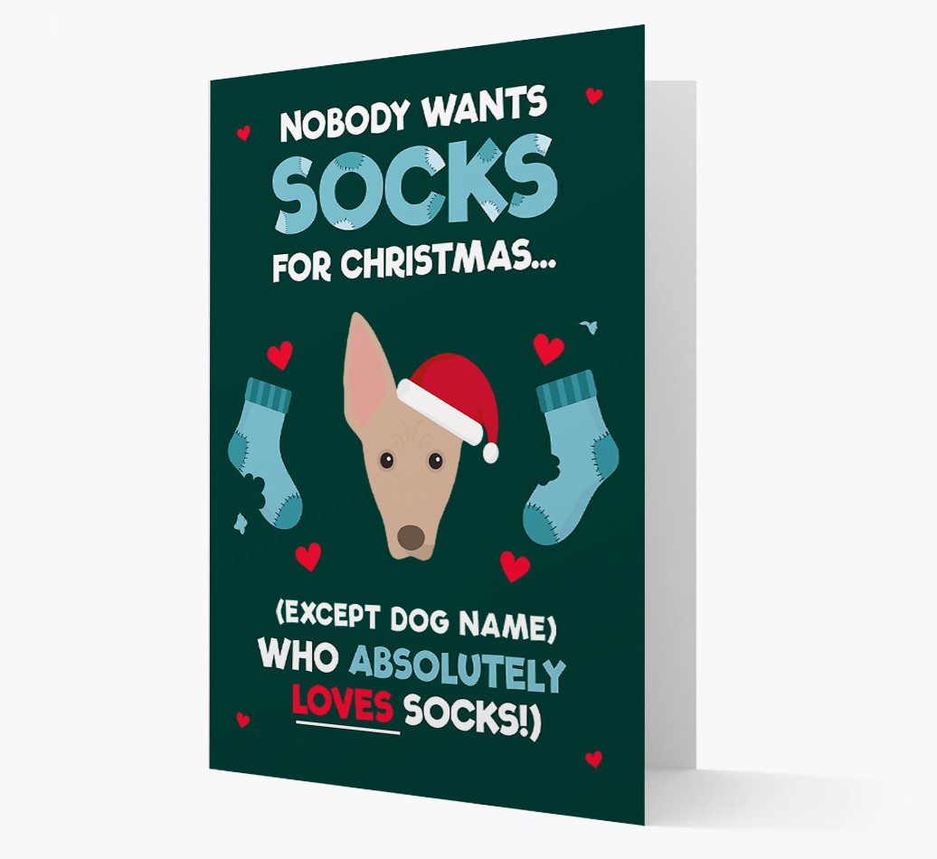 'Nobody Wants Socks for Christmas' - Personalized {breedFullName} Christmas Card