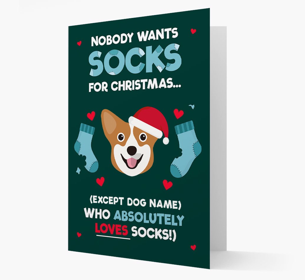 'Nobody Wants Socks for Christmas' - Personalized {breedFullName} Christmas Card