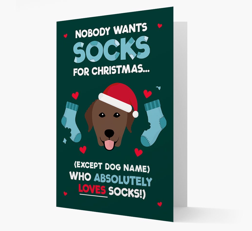 'Nobody Wants Socks for Christmas' - Personalized {breedFullName} Christmas Card