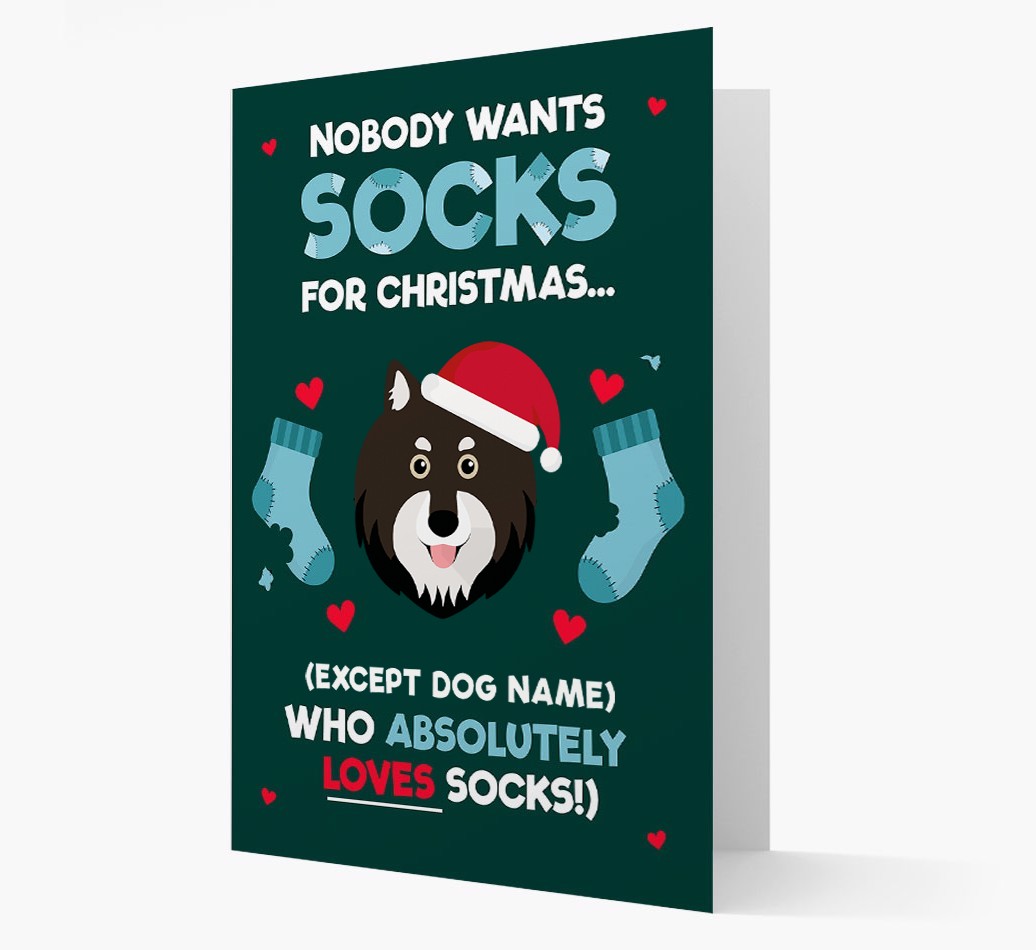 'Nobody Wants Socks for Christmas' - Personalized {breedFullName} Christmas Card