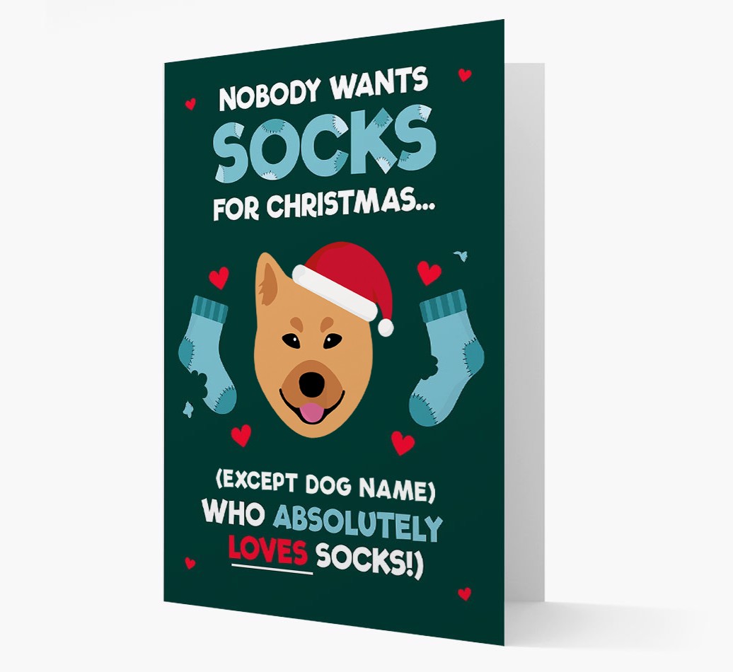 'Nobody Wants Socks for Christmas' - Personalized {breedFullName} Christmas Card